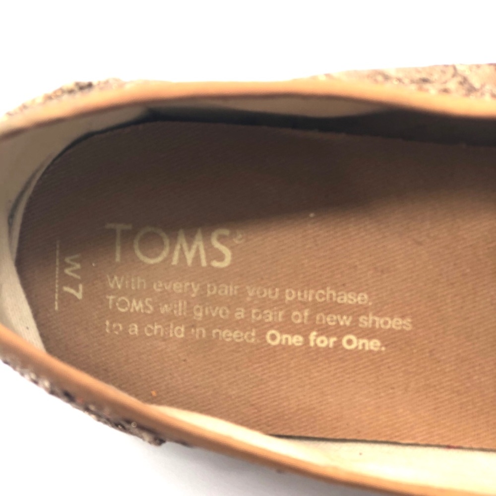 Toms Gold Lace Sequined Slip On Sandals size w7 - Picture 6 of 7